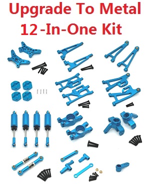 MJX Hyper Go 14209 MJX 14210 RC Car spare parts upgrade to metal 12-In-One Kit Blue - Click Image to Close