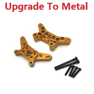 MJX Hyper Go 14209 MJX 14210 RC Car spare parts upgrade to metal rear and front shock tower Gold - Click Image to Close