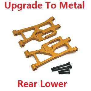 MJX Hyper Go 14209 MJX 14210 RC Car spare parts upgrade to metal rear lower suspension arms Gold - Click Image to Close