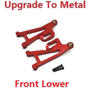 MJX Hyper Go 14209 MJX 14210 RC Car spare parts upgrade to metal front lower suspension arms Red - Click Image to Close