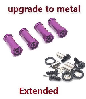 MJX Hyper Go 14209 MJX 14210 RC Car spare parts 30mm extension 12mm hexagonal hub drive adapter combination coupler (Metal) Purple