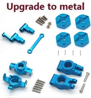 MJX Hyper Go 14301 MJX 14302 14303 RC Car spare parts upgrade to metal parts 4-In-one group Blue - Click Image to Close