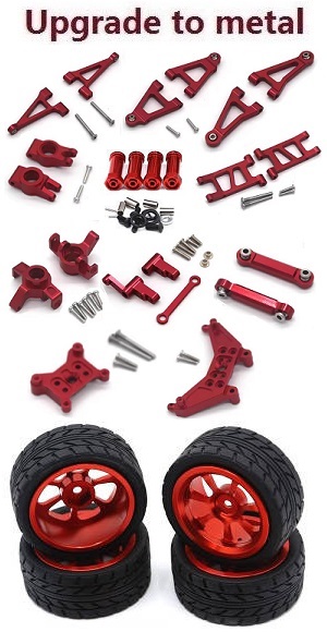MJX Hyper Go 14301 MJX 14302 14303 RC Car spare parts upgrade to metal parts 12-In-one group Red - Click Image to Close