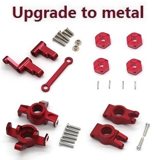 MJX Hyper Go 14301 MJX 14302 14303 RC Car spare parts upgrade to metal parts 4-In-one group Red - Click Image to Close