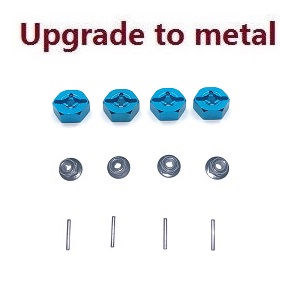 MJX Hyper Go 14301 MJX 14302 14303 RC Car spare parts upgrade to metall hexagon wheel seat + M4 nuts + Small iron bar (Blue)