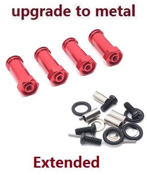 MJX Hyper Go 14301 MJX 14302 14303 RC Car spare parts 30mm extension 12mm hexagonal hub drive adapter combination coupler (Metal) Red - Click Image to Close
