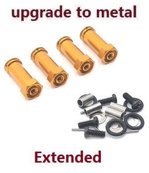 MJX Hyper Go 14301 MJX 14302 14303 RC Car spare parts 30mm extension 12mm hexagonal hub drive adapter combination coupler (Metal) Gold - Click Image to Close