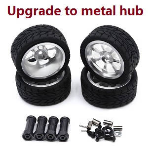 MJX Hyper Go 14301 MJX 14302 14303 RC Car spare parts upgrade to metal hub tires set (Silver) - Click Image to Close