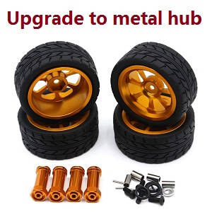 MJX Hyper Go 14301 MJX 14302 14303 RC Car spare parts upgrade to metal hub tires set (Gold)