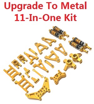 MJX Hyper Go 14301 MJX 14302 14303 RC Car spare parts upgrade to metal parts 11-In-One group Gold