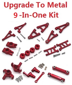 MJX Hyper Go 14301 MJX 14302 14303 RC Car spare parts upgrade to metal parts 9-In-one group Red