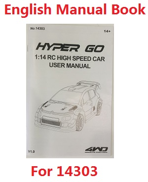 MJX Hyper Go 14301 MJX 14302 14303 RC Car spare parts English manual book (For 14303)