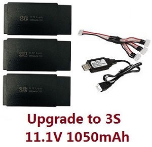 MJX Hyper Go 16207 16208 16209 16210 RC Car spare parts 1 to 3 charger wire set + 3*11.1V 1050mAh battery (3S) set