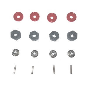 MJX Hyper Go 16208 16209 16210 RC Car spare parts hexagonal sleeve seat + metal shaft + M4 flange nuts + Red fixed set