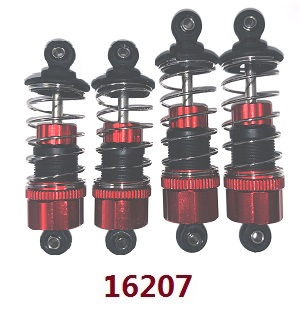 MJX Hyper Go 16207 RC Car spare parts metal hydraulic shock absorber (Short+Long) Red 4pcs