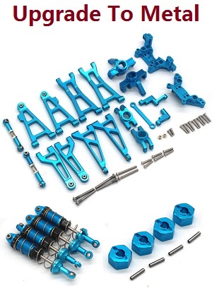 MJX Hyper Go H16 V1 V2 V3 H16H H16E H16P H16HV2 H16EV2 H16PV2 RC Car spare parts upgrade to metal 11-In-One accessories group kit (Blue)