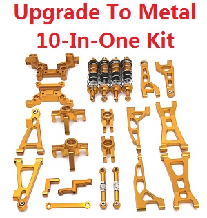 MJX Hyper Go H16 H16H H16E H16P V1 V2 V3 RC Car spare parts upgrade to metal 10-In-One accessories group kit (Gold)
