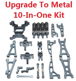 MJX Hyper Go H16 H16H H16E H16P V1 V2 V3 RC Car spare parts upgrade to metal 10-In-One accessories group kit (Titanium color)