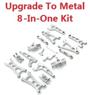 MJX Hyper Go H16 H16H H16E H16P V1 V2 V3 RC Car spare parts upgrade to metal 8-In-One accessories group kit (Silver)