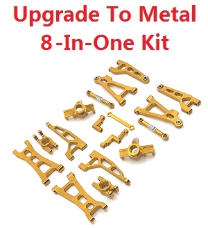 MJX Hyper Go H16 H16H H16E H16P V1 V2 V3 RC Car spare parts upgrade to metal 8-In-One accessories group kit (Gold)