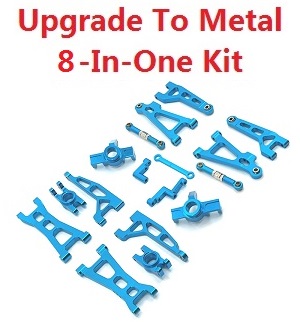 MJX Hyper Go H16 H16H H16E H16P V1 V2 V3 RC Car spare parts upgrade to metal 8-In-One accessories group kit (Blue)
