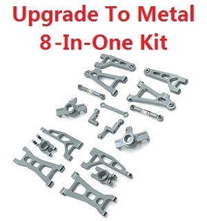 MJX Hyper Go H16 H16H H16E H16P V1 V2 V3 RC Car spare parts upgrade to metal 8-In-One accessories group kit (Titanium color)