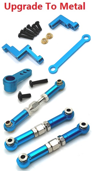 MJX Hyper Go 16207 16208 16209 16210 RC Car spare parts upgrade to metal steering connect buckle and servo arm module (Blue)