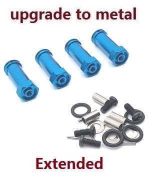 MJX Hyper Go 16207 16208 16209 16210 RC Car spare parts 30mm extension 12mm hexagonal hub drive adapter combination coupler (Metal) Blue - Click Image to Close