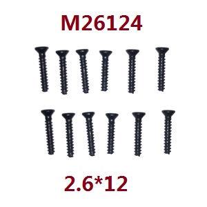 MJX Hyper Go H16 V1 V2 V3 H16H H16E H16P H16HV2 H16EV2 H16PV2 RC Car spare parts countersunk flat tail screw 12pcs 2.6*12 - Click Image to Close
