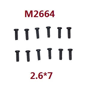 MJX Hyper Go 16207 16208 16209 16210 RC Car spare parts round head flat tail screws 12pcs 2.6*7 M2664 - Click Image to Close
