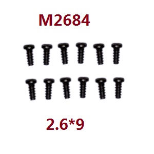 MJX Hyper Go 16207 16208 16209 16210 RC Car spare parts round head flat tail screws 12pcs 2.6*9 M2684
