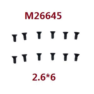 MJX Hyper Go H16 V1 V2 V3 H16H H16E H16P H16HV2 H16EV2 H16PV2 RC Car spare parts countersunk flat tail screws 12pcs 2.6*6 - Click Image to Close