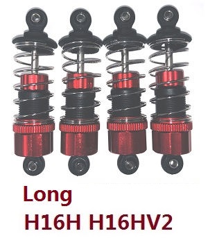 MJX Hyper Go H16H H16HV2 RC Car spare parts long metal hydraulic shock absorber 4pcs Red