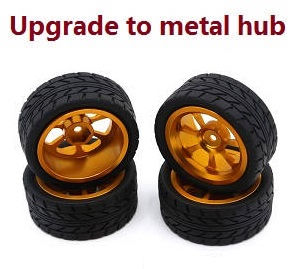 MJX Hyper Go 16207 16208 16209 16210 RC Car spare parts upgrade to metal hub wheels (Gold)