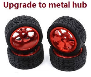 MJX Hyper Go H16 V1 V2 V3 H16H H16E H16P H16HV2 H16EV2 H16PV2 RC Car spare parts upgrade to metal hub wheels (Red)