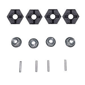 MJX Hyper Go H16 V1 V2 V3 H16H H16E H16P H16HV2 H16EV2 H16PV2 RC Car spare parts hexagonal sleeve seat + metal shaft + M4 flange nuts - Click Image to Close