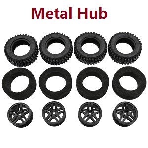 MN Model G500 MN-86 MN-86S MN86 MN86S RC Car Vehicle spare parts upgrade to black metal hub + tire skin + sponge - Click Image to Close