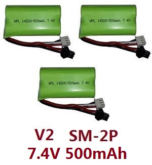 MN Model MN-90 MN-91 MN-90K MN-91K D90 RC Car spare parts 7.4V 500mAh battery 3pcs (V2 SM-2P)