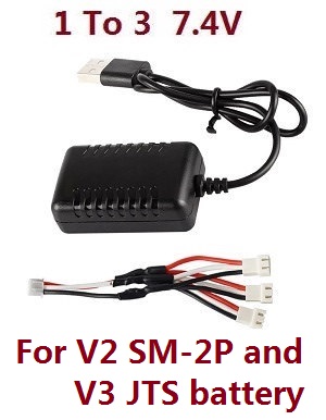 MN Model MN-98 RC Car spare parts USB charger and balance charger box + 1 to 3 charger wire (For V2 SM-2P battery)