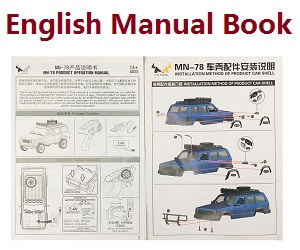 MN Model MN-78 MN78 RC Car Through Truck spare parts English manual book