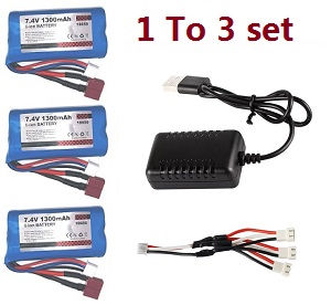 JJRC Q142 Q117-E Q117-F Q117-G SCY-16301 SCY-16302 SCY-16303 SG 16303 GB1023 RC Car spare parts 1 to 3 USB charger set + 3*7.4V 1300mAh battery set - Click Image to Close