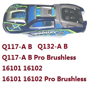 JJRC Q117-A Q117-B Q117-C Q117-D SCY-16101 16102 16103 16103A 16201 and pro brushless RC Car spare parts car shell race truggy body (For Q117-A B 16101 16102 / pro brushless) 6212(Blue)