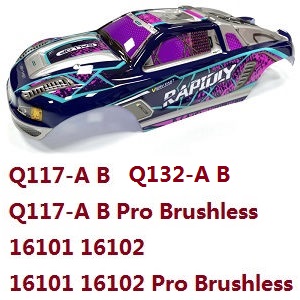 JJRC Q132-A Q132-B Q132-C Q132-D Q117-A Q117-B Q117-C Q117-D SCY-16101 16102 16103 16103A 16201 and pro brushless RC Car spare parts car shell race truggy body (For Q132-A B Q117-A B 16101 16102 / pro brushless) 6210(Purple)