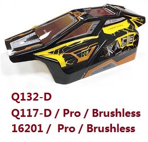 JJRC Q117-A Q117-B Q117-C Q117-D SCY-16101 16102 16103 16103A 16201 and pro brushless RC Car spare parts car shell race buggy body (For Q117-D 16201 / pro brushless) 6201(Yellow)