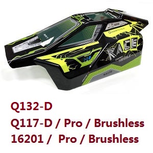 JJRC Q117-A Q117-B Q117-C Q117-D SCY-16101 16102 16103 16103A 16201 and pro brushless RC Car spare parts car shell race buggy body (For Q117-D 16201 / pro brushless) 6200(Green)