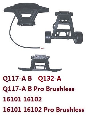 JJRC Q132-A Q132-B Q132-C Q132-D Q117-A Q117-B Q117-C Q117-D SCY-16101 16102 16103 16103A 16201 and pro brushless RC Car spare parts front and rear bumper module with LED and wheelie assembly (For Q132-A B Q117-A B 16101 16102 / pro brushless)