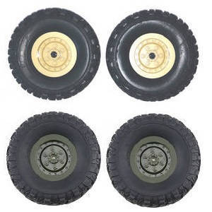 JJRC Q62 RC Military Truck Car spare parts todayrc toys listing tires 4pcs (Yellow + Green)