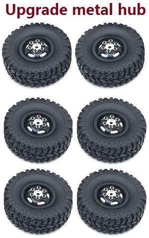 JJRC Q75 Trucks RC Car spare parts todayrc toys listing tires (Upgrade metal hub) Black 6pcs