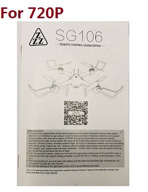 ZLRC ZZZ SG106 RC drone quadcopter spare parts todayrc toys listing English manual instruction book (For 720P)