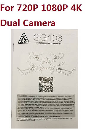 ZLRC ZZZ SG106 RC drone quadcopter spare parts todayrc toys listing English manual instruction book (For 720P 1080P 4K dual camera)